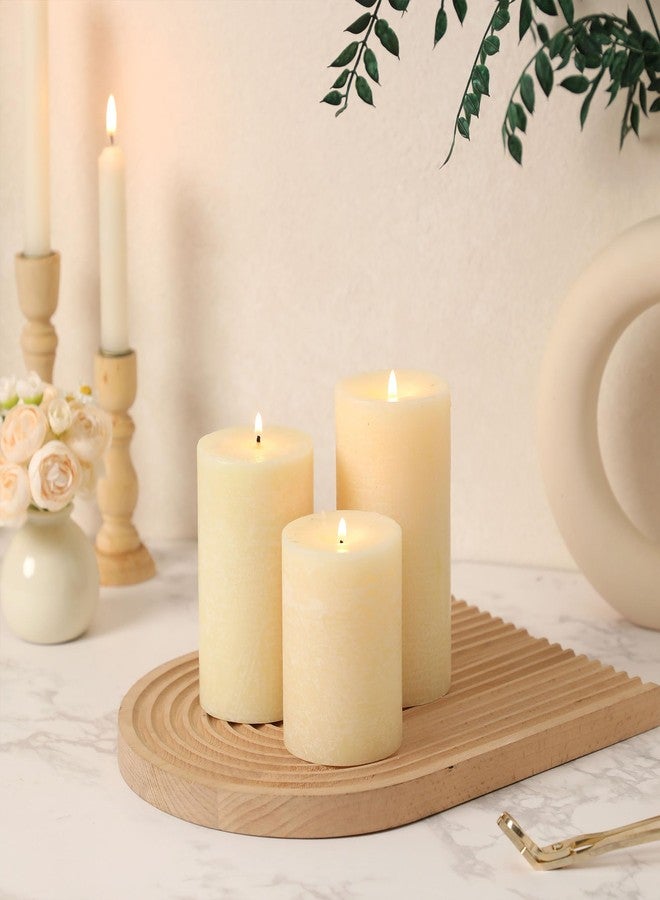 HILUMIDA Ivory Pillar Candles Set of 3 - Hand-Poured Unscented Candles,Smokeless Dripless Candles for Dinner Table and Home, Set of 3 in Different Sizes (3"x4", 3"x5", 3"x6") - Image 4